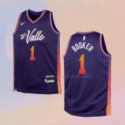 Camiseta Nino Phoenix Suns Devin Booker NO 1 Ciudad 2023-24 Violeta