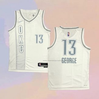 Camiseta Oklahoma City Thunder Paul George NO 13 Ciudad 2021-22 Blanco