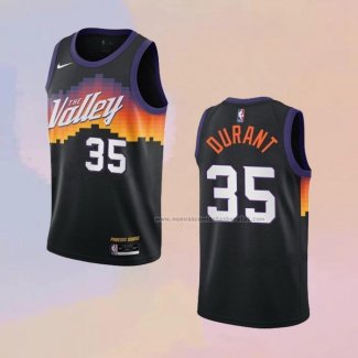 Camiseta Phoenix Suns Kevin Durant NO 35 Ciudad 2020-21 Negro