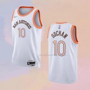 Camiseta San Antonio Spurs Jeremy Sochan NO 10 Ciudad 2023-24 Blanco