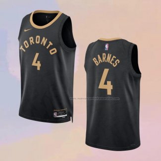 Camiseta Toronto Raptors Scottie Barnes NO 4 Ciudad 2022-23 Negro