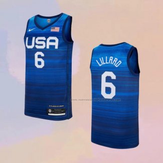 Camiseta USA 2021 Damian Lillard NO 6 Azul