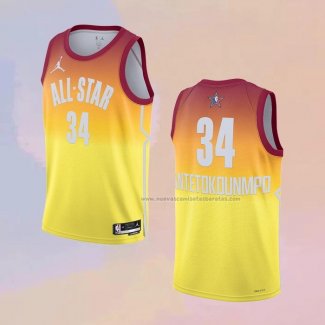 Camiseta All Star 2023 Milwaukee Bucks Giannis Antetokounmpo NO 34 Naranja