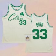 Camiseta Boston Celtics Larry Bird NO 33 Mitchell & Ness Chainstitch Crema