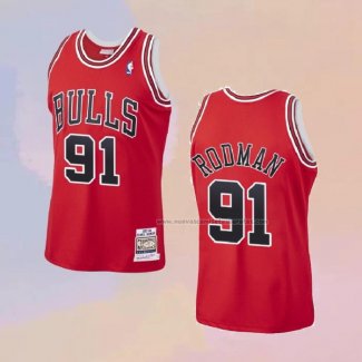 Camiseta Chicago Bulls Dennis Rodman NO 91 Mitchell & Ness 1997-98 Rojo