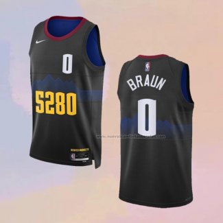 Camiseta Denver Nuggets Christian Braun NO 0 Ciudad 2023-24 Negro