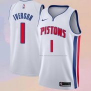 Camiseta Detroit Pistons Allen Iverson NO 1 Association Blanco