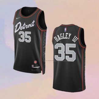 Camiseta Detroit Pistons Marvin Bagley III NO 35 Ciudad 2023-24 Negro