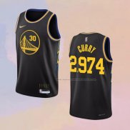 Camiseta Golden State Warriors Stephen Curry 2974th 3 Points Negro