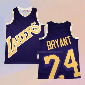 Camiseta Los Angeles Lakers Kobe Bryant NO 24 Mitchell & Ness Big Face Violeta