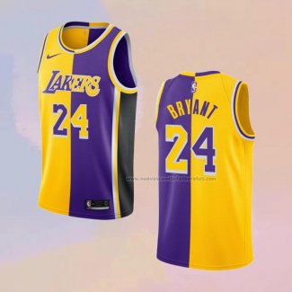 Camiseta Los Angeles Lakers Kobe Bryant NO 24 Split Amarillo Violeta