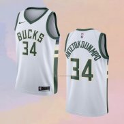 Camiseta Milwaukee Bucks Giannis Antetokounmpo NO 34 Association Blanco