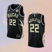 Camiseta Milwaukee Bucks Khris Middleton NO 22 Statement 2022-23 Negro