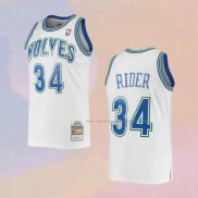 Camiseta Minnesota Timberwolves Isaiah Rider NO 34 Mitchell & Ness 1995-96 Blanco