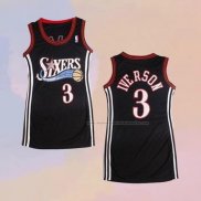 Camiseta Mujer Philadelphia 76ers Allen Iverson NO 3 Negro