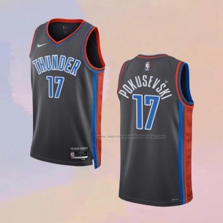 Camiseta Oklahoma City Thunder Alekse Pokusevski NO 17 Ciudad 2022-23 Gris