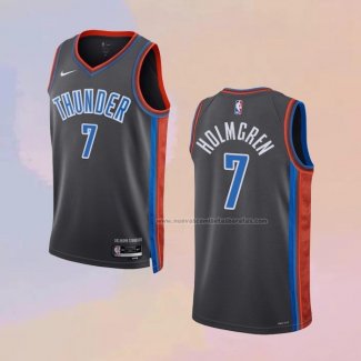 Camiseta Oklahoma City Thunder Chet Holmgren NO 7 Ciudad 2022-23 Gris