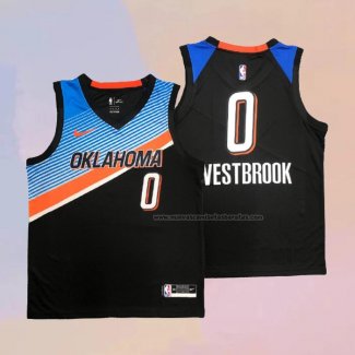 Camiseta Oklahoma City Thunder Russell Westbrook NO 0 Ciudad 2020-21 Negro