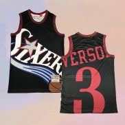 Camiseta Philadelphia 76ers Allen Iverson NO 3 Mitchell & Ness Big Face Negro