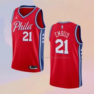 Camiseta Philadelphia 76ers Joel Embiid NO 21 Statement 2020-21 Rojo