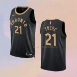 Camiseta Toronto Raptors Thaddeus Young NO 21 Ciudad 2022-23 Negro