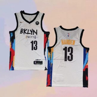 Camiseta Brooklyn Nets James Harden NO 13 Ciudad 2020-21 Blanco