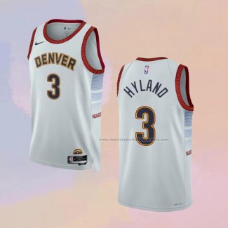 Camiseta Denver Nuggets Nahshon Hyland NO 3 Ciudad 2022-23 Blanco