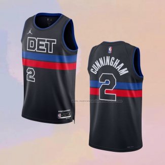 Camiseta Detroit Pistons Cade Cunningham NO 2 Statement 2022-23 Negro