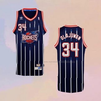 Camiseta Houston Rockets Hakeem Olajuwon NO 34 Retro Azul