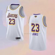 Camiseta Los Angeles Lakers Lebron James NO 23 Association 2020 Final Bound Blanco