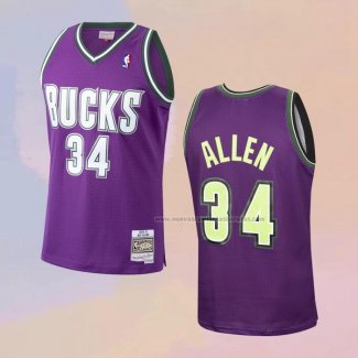 Camiseta Milwaukee Bucks Ray Allen NO 34 Mitchell & Ness 2000-01 Violeta