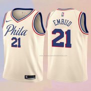 Camiseta Nino Philadelphia 76ers Joel Embiid NO 21 Ciudad Crema