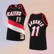 Camiseta Portland Trail Blazers Arvydas Sabonis NO 11 Hardwood Classics Throwback Negro