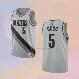 Camiseta Portland Trail Blazers Rodney Hood NO 5 Earned 2020-21 Gris