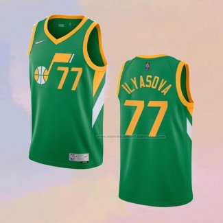 Camiseta Utah Jazz Ersan Ilyasova NO 77 Earned 2020-21 Verde