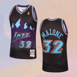 Camiseta Utah Jazz Karl Malone NO 32 Mitchell & Ness 1996-97 Negro