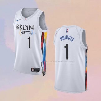 Camiseta Brooklyn Nets Mikal Bridges NO 1 Ciudad 2022-23 Blanco