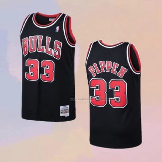 Camiseta Chicago Bulls Scottie Pippen NO 33 Mitchell & Ness 1997-98 Negro