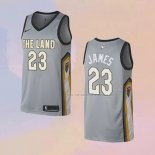 Camiseta Cleveland Cavaliers Lebron James NO 23 Ciudad 2018 Gris