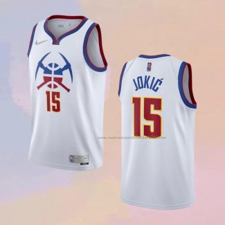 Camiseta Denver Nuggets Nikola Jokic NO 15 Earned 2020-21 Blanco