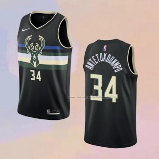 Camiseta Milwaukee Bucks Giannis Antetokounmpo NO 34 Statement 2019-20 Negro