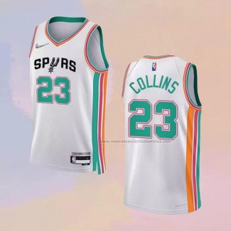 Camiseta San Antonio Spurs Zach Collins NO 23 Ciudad 2021-22 Blanco