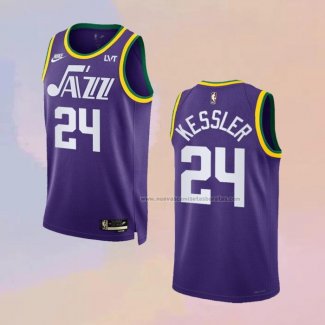 Camiseta Utah Jazz Walker Kessler NO 24 Classic 2023-24 Violeta