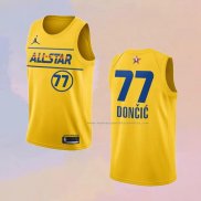 Camiseta All Star 2021 Dallas Mavericks Luka Doncic NO 77 Oro