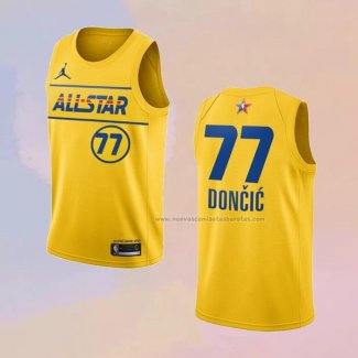 Camiseta All Star 2021 Dallas Mavericks Luka Doncic NO 77 Oro