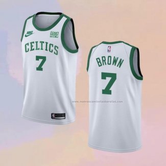 Camiseta Boston Celtics Jaylen Brown NO 7 75th Anniversary Blanco