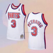 Camiseta Brooklyn Nets Drazen Petrovic NO 3 Mitchell & Ness 1992-93 Blanco