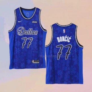 Camiseta Dallas Mavericks Luka Doncic NO 77 Fashion Royalty Azul