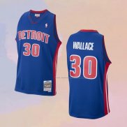 Camiseta Detroit Pistons Rasheed Wallace NO 30 Mitchell & Ness 2003-04 Azul