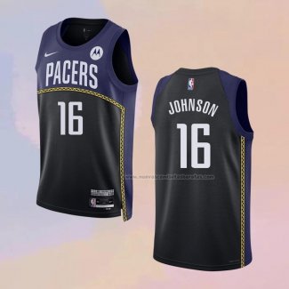 Camiseta Indiana Pacers James Johnson NO 16 Ciudad 2022-23 Azul